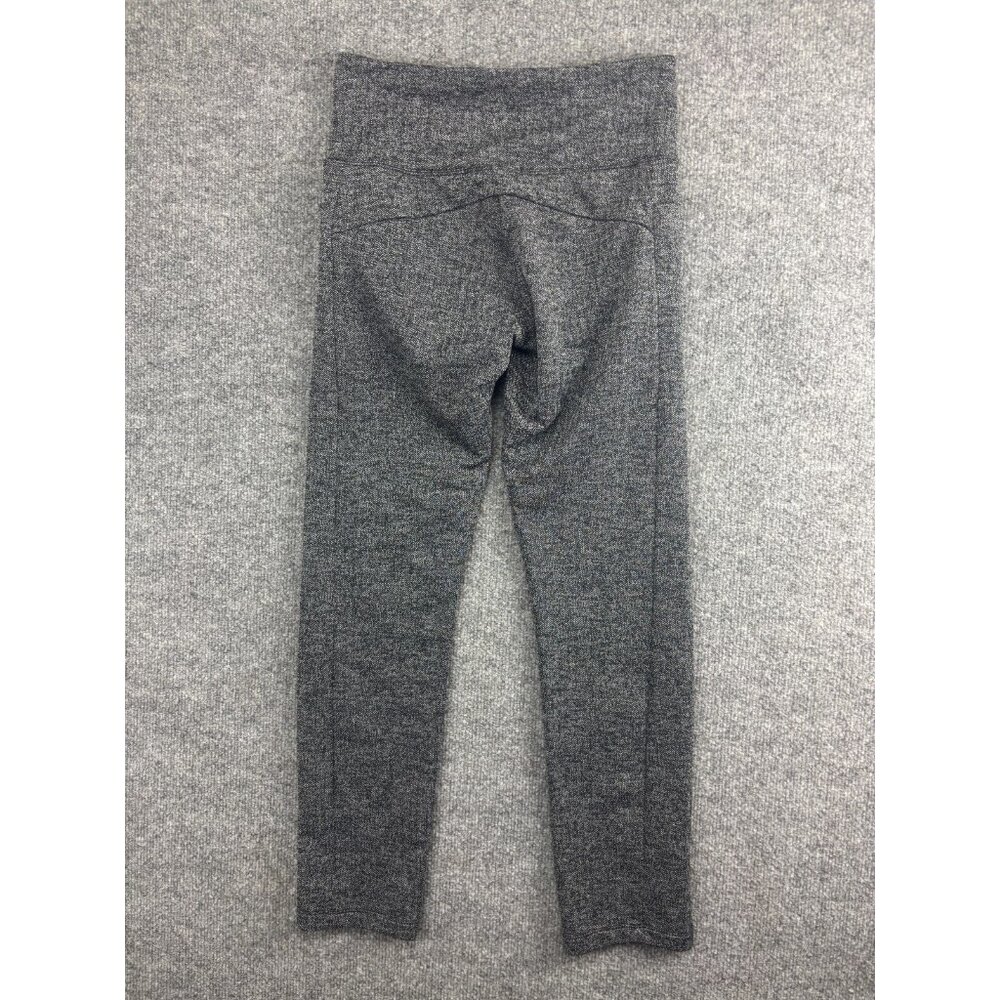 Athleta Tight Crop Pants Leggings Women's XS Black White 2 Zip Pockets Slit Hem - Picture 7 of 8